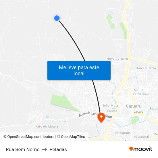 Rua Sem Nome to Peladas map