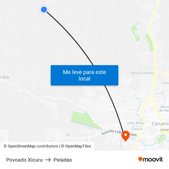 Povoado Xicuru to Peladas map
