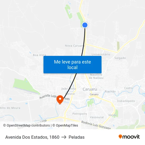 Avenida Dos Estados, 1860 to Peladas map
