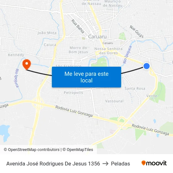 Avenida José Rodrigues De Jesus 1356 to Peladas map