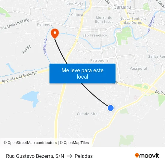 Rua Gustavo Bezerra, S/N to Peladas map