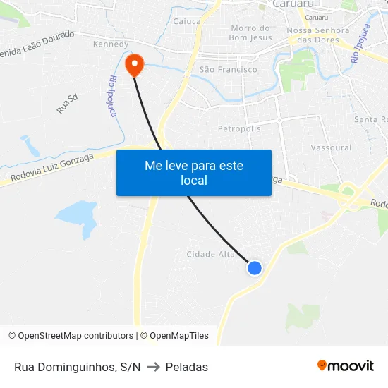 Rua Dominguinhos, S/N to Peladas map