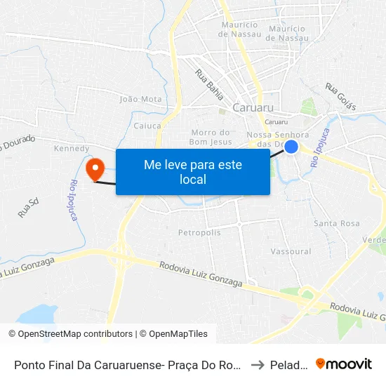 Ponto Final Da Caruaruense- Praça Do Rosário to Peladas map