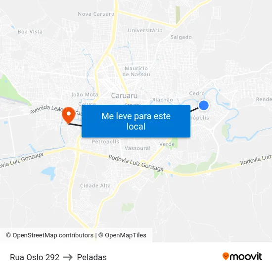 Rua Oslo 292 to Peladas map
