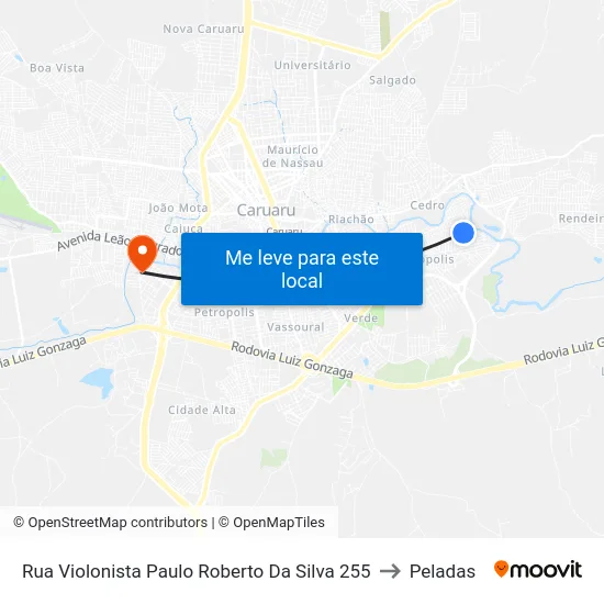Rua Violonista Paulo Roberto Da Silva 255 to Peladas map