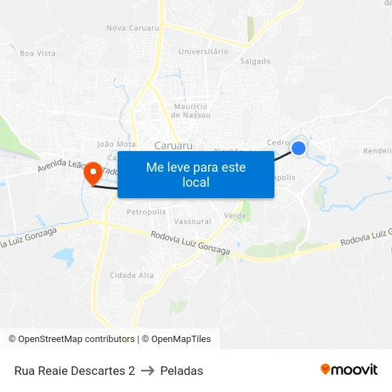 Rua Reaie Descartes 2 to Peladas map