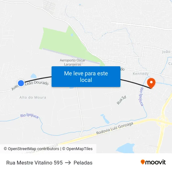 Rua Mestre Vitalino 595 to Peladas map