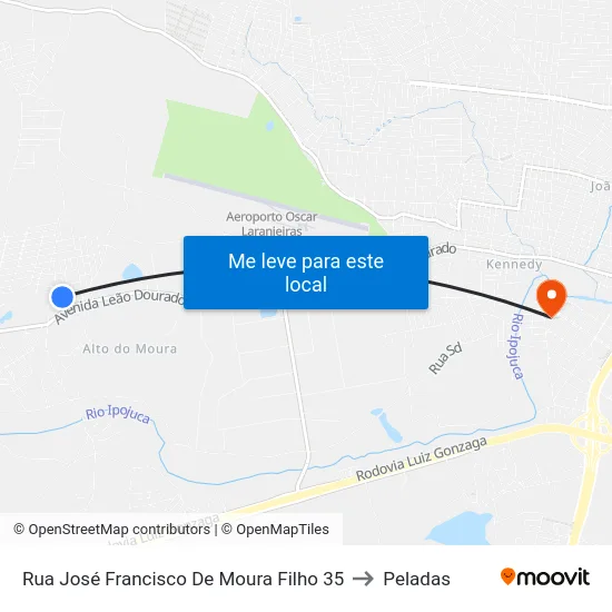 Rua José Francisco De Moura Filho 35 to Peladas map