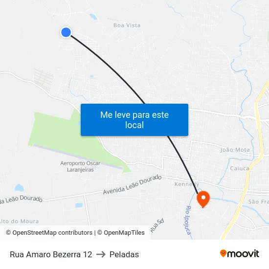 Rua Amaro Bezerra 12 to Peladas map