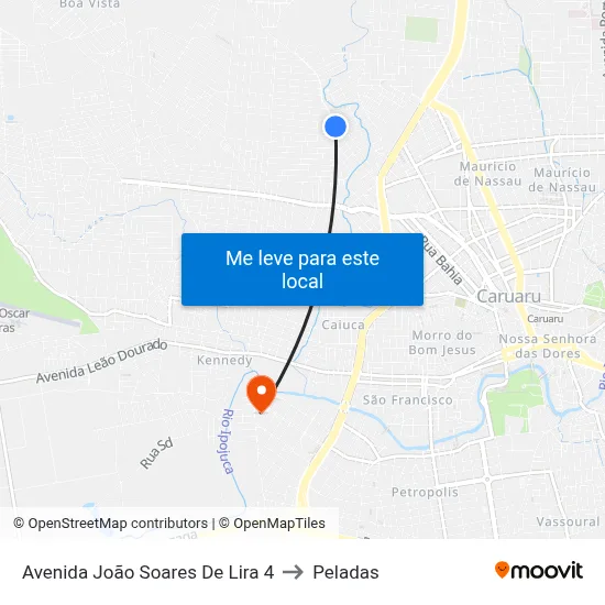 Avenida João Soares De Lira 4 to Peladas map