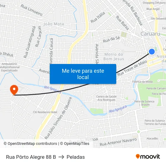Rua Pôrto Alegre 88 B to Peladas map