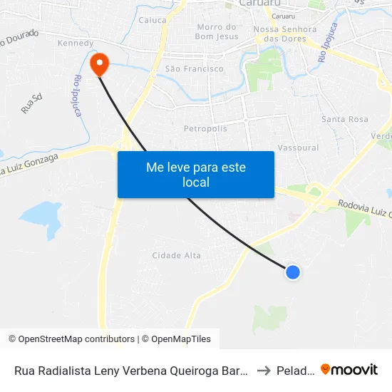 Rua Radialista Leny Verbena Queiroga Barros 204 to Peladas map