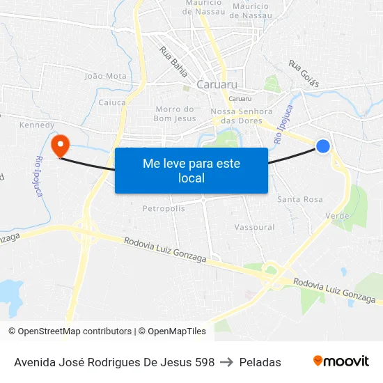 Avenida José Rodrigues De Jesus 598 to Peladas map