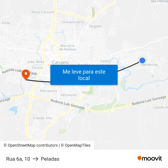 Rua 6a, 10 to Peladas map