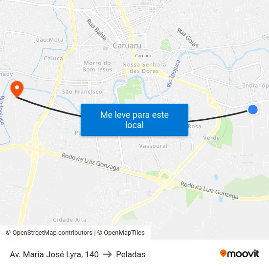 Av. Maria José Lyra, 140 to Peladas map