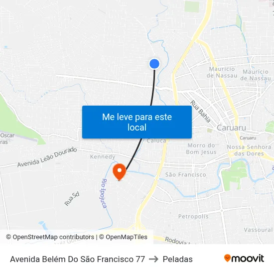 Avenida Belém Do São Francisco 77 to Peladas map