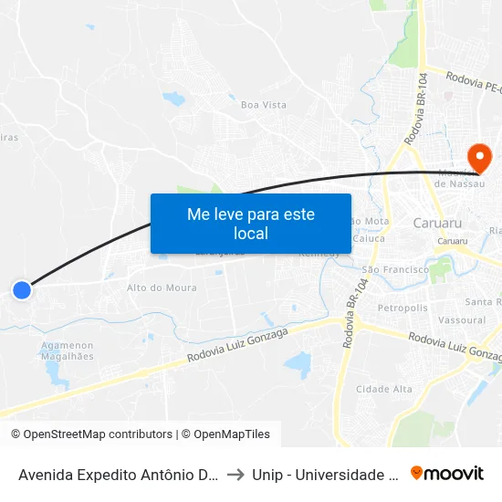 Avenida Expedito Antônio Da Silva 40 to Unip - Universidade Paulista map