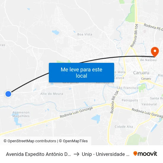 Avenida Expedito Antônio Da Silva 33 to Unip - Universidade Paulista map