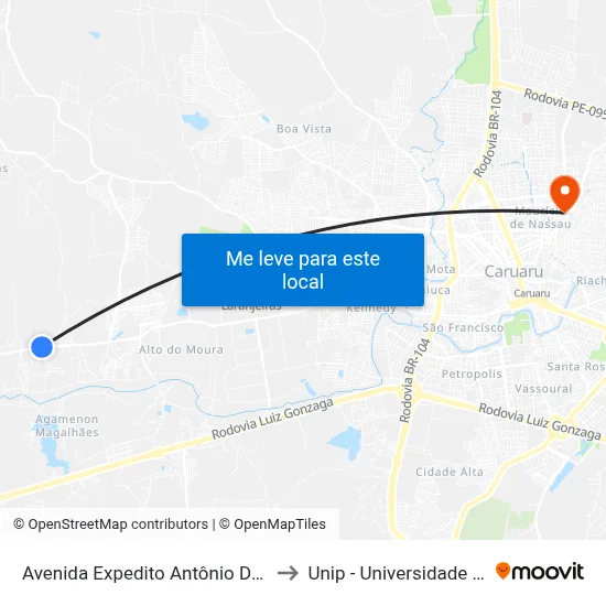 Avenida Expedito Antônio Da Silva 136 to Unip - Universidade Paulista map