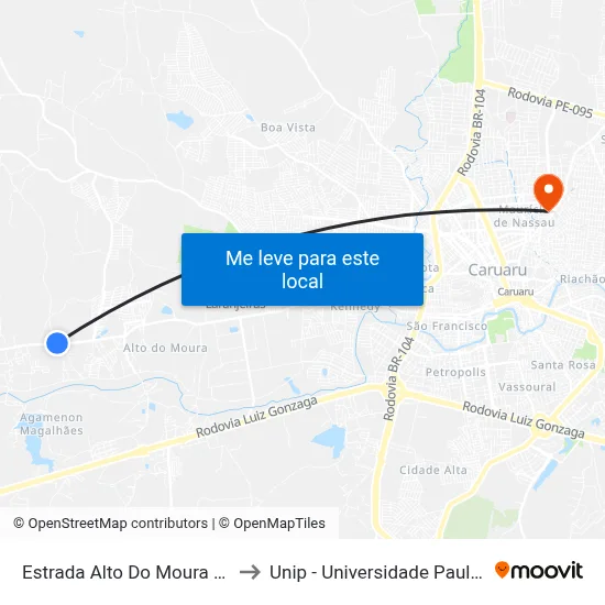 Estrada Alto Do Moura 130 to Unip - Universidade Paulista map