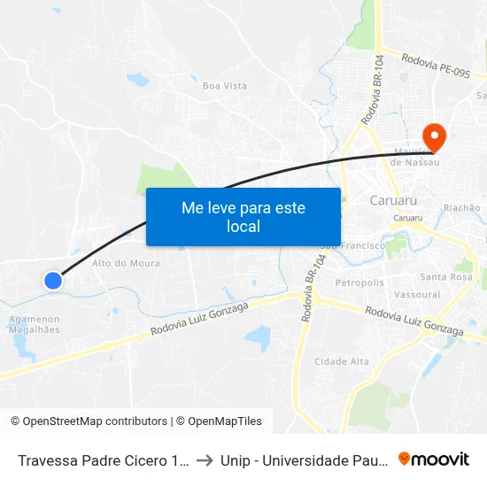 Travessa Padre Cicero 1245 to Unip - Universidade Paulista map