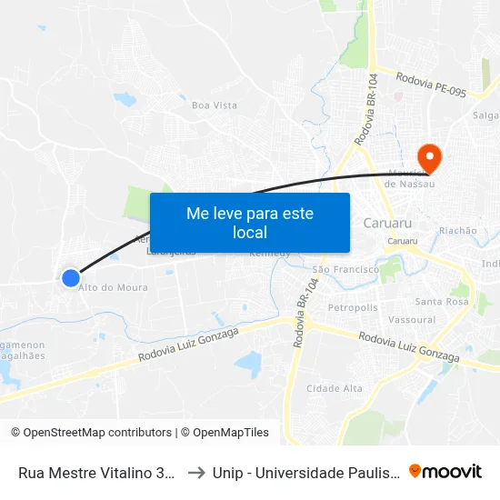Rua Mestre Vitalino 331 to Unip - Universidade Paulista map