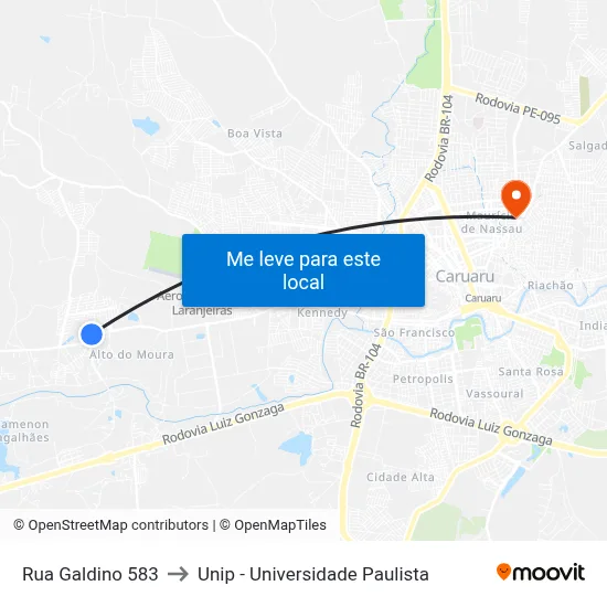 Rua Galdino 583 to Unip - Universidade Paulista map