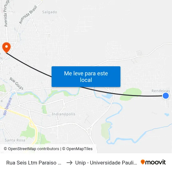 Rua Seis Ltm Paraiso 150 to Unip - Universidade Paulista map