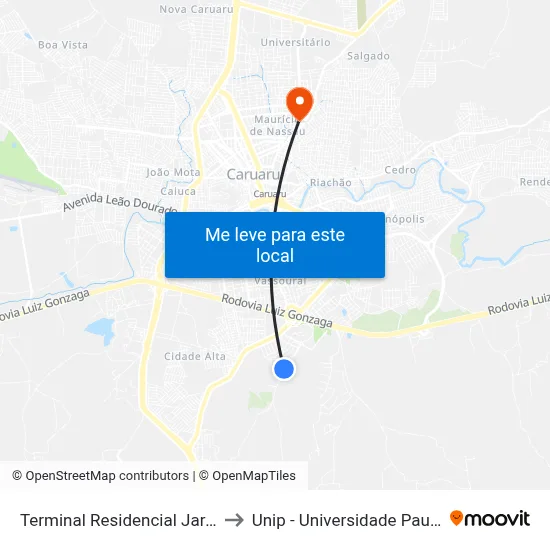 Terminal Residencial Jardins to Unip - Universidade Paulista map