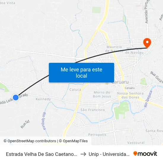 Estrada Velha De Sao Caetano Dist Indust, 2265 to Unip - Universidade Paulista map