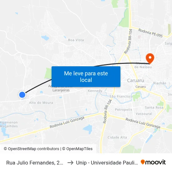 Rua Julio Fernandes, 2002 to Unip - Universidade Paulista map