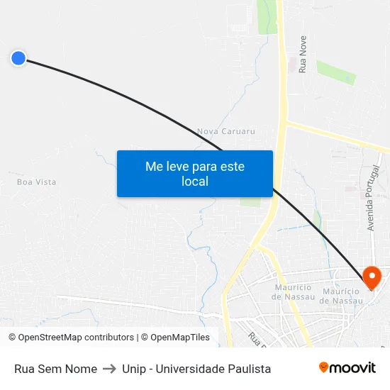 Rua Sem Nome to Unip - Universidade Paulista map