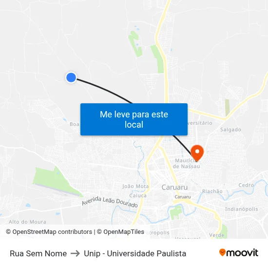 Rua Sem Nome to Unip - Universidade Paulista map
