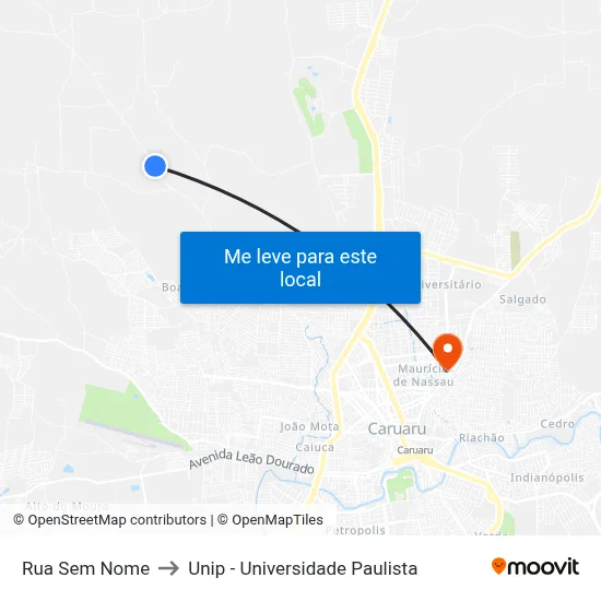 Rua Sem Nome to Unip - Universidade Paulista map
