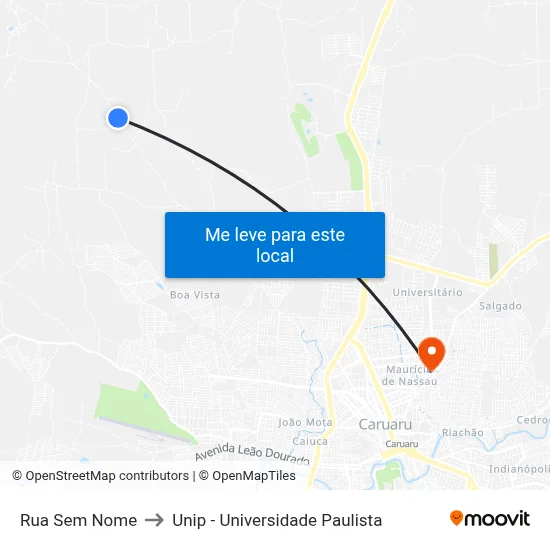 Rua Sem Nome to Unip - Universidade Paulista map