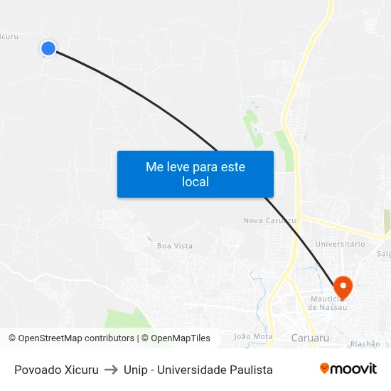 Povoado Xicuru to Unip - Universidade Paulista map