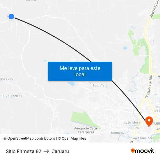 Sítio Firmeza 82 to Caruaru map