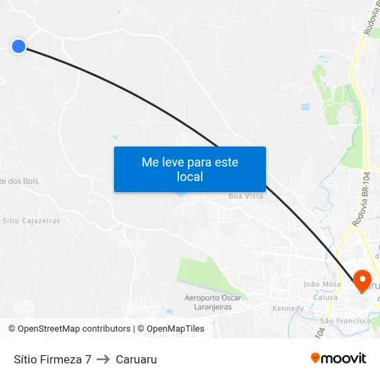 Sítio Firmeza 7 to Caruaru map