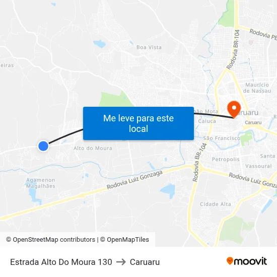 Estrada Alto Do Moura 130 to Caruaru map