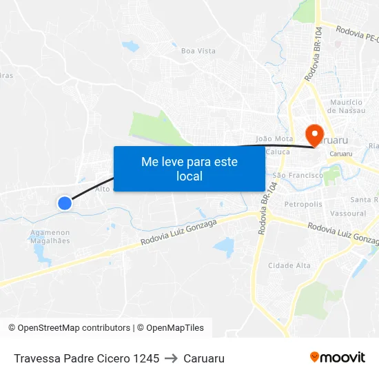 Travessa Padre Cicero 1245 to Caruaru map