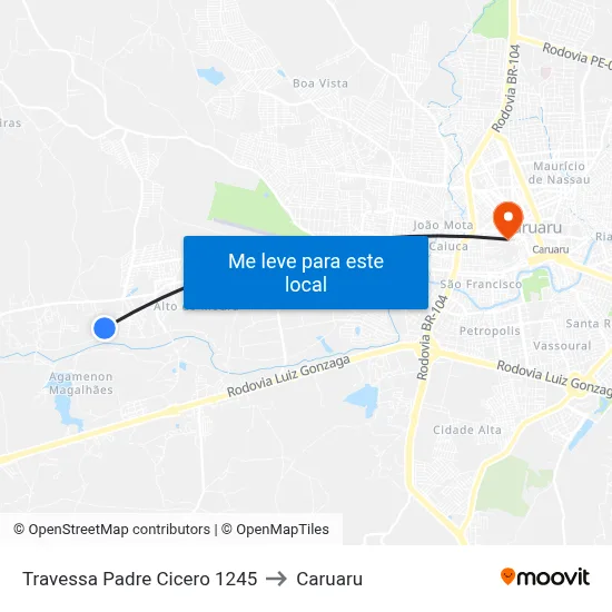 Travessa Padre Cicero 1245 to Caruaru map
