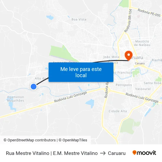Rua Mestre Vitalino | E.M. Mestre Vitalino to Caruaru map