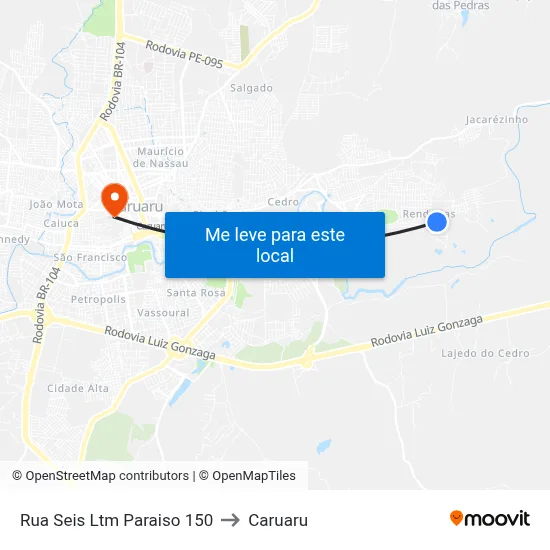 Rua Seis Ltm Paraiso 150 to Caruaru map