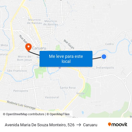 Avenida Maria De Souza Monteiro, 526 to Caruaru map