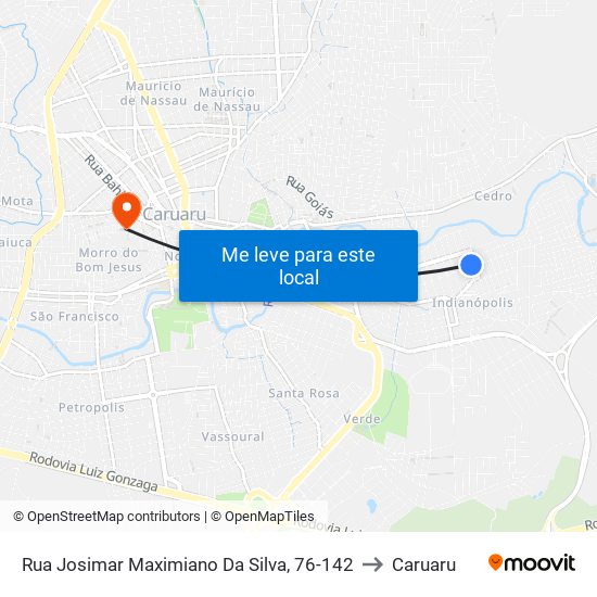 Rua Josimar Maximiano Da Silva, 76-142 to Caruaru map
