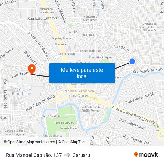 Rua Manoel Capitão, 137 to Caruaru map