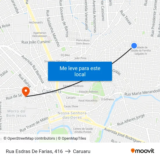 Rua Esdras De Farias, 416 to Caruaru map