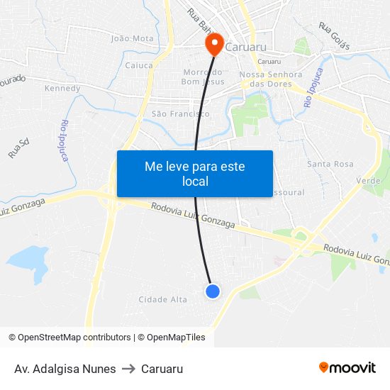 Av. Adalgisa Nunes to Caruaru map