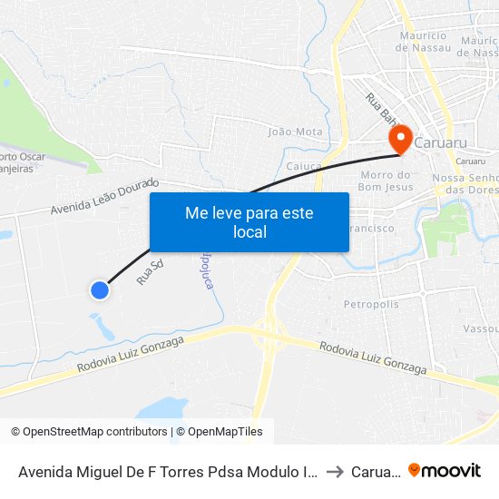 Avenida Miguel De F Torres Pdsa Modulo I, 700 to Caruaru map