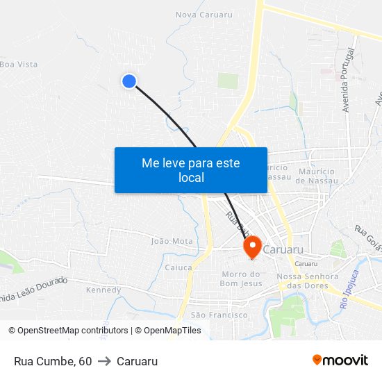Rua Cumbe, 60 to Caruaru map